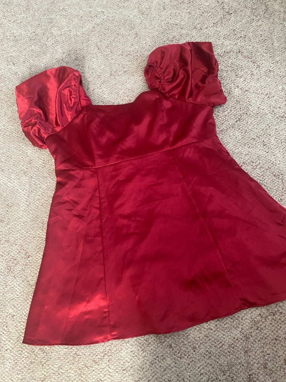 Arula Red Satin Puff 2X Mini Dress